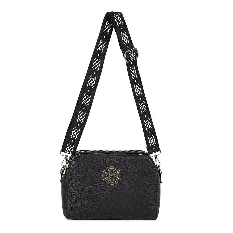 GESSY MULTI-LAYER CROSS BODY BAG WITH PATTERNED STRAP