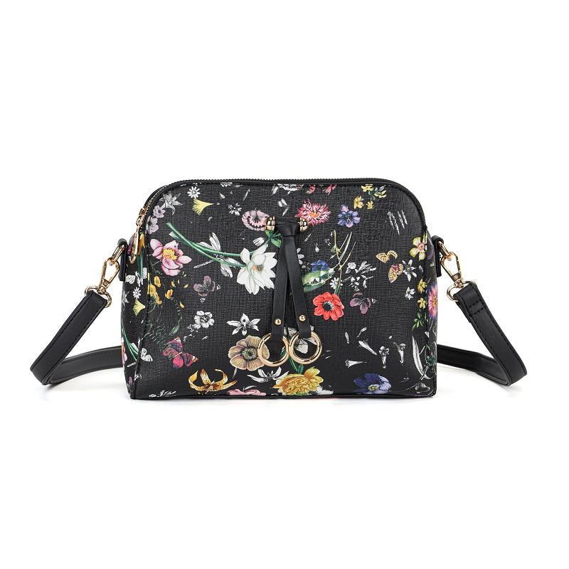 GESSY HANGING LOOP DECOR FLORA PRINT CROSSBODY BAG