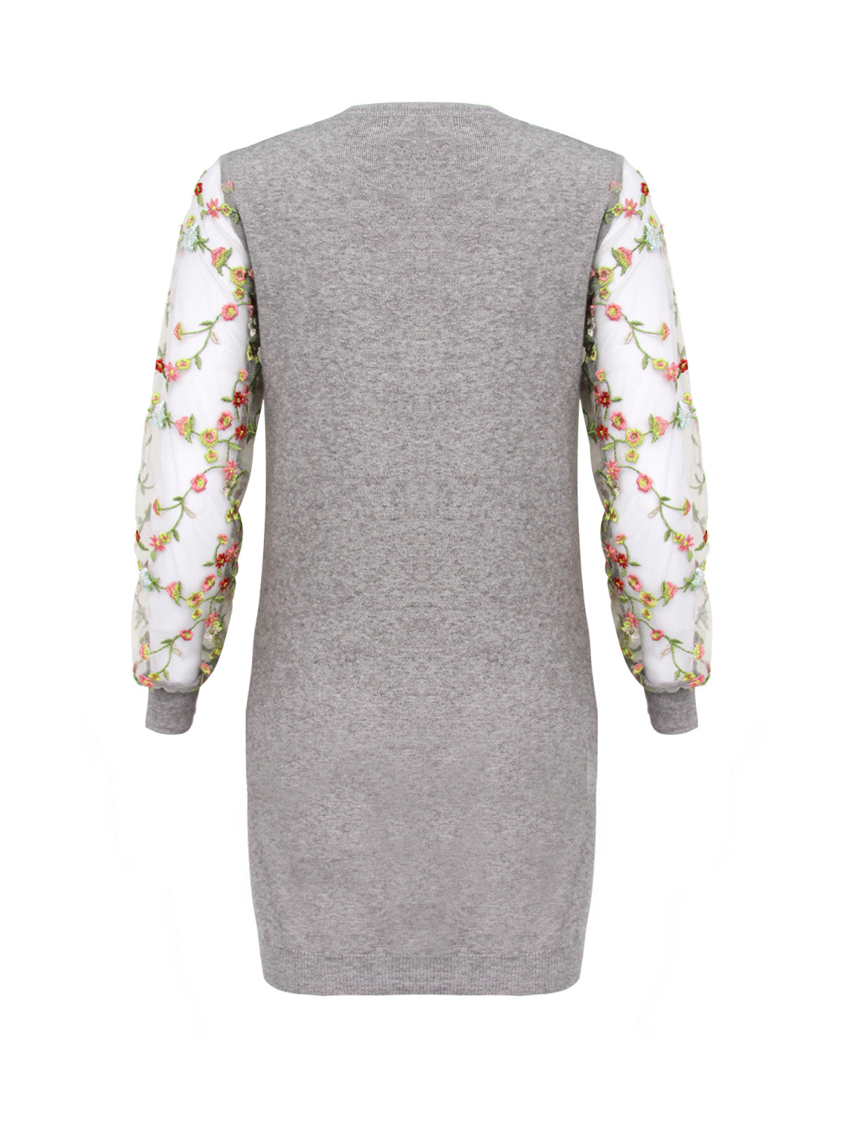 Anna Smith Ladies embroidered mesh sleeves round neck knitted dress