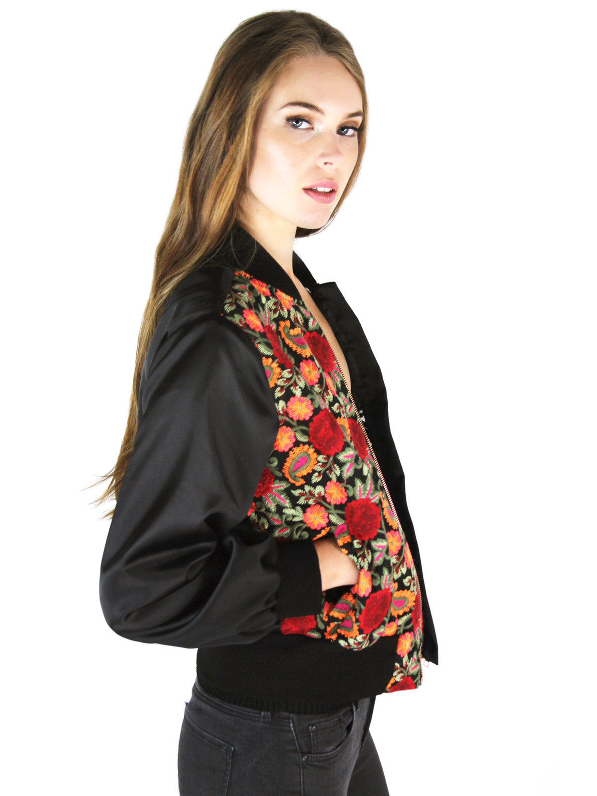 LYDC EMBROIDERED CONTRAS BOMBER JACKET