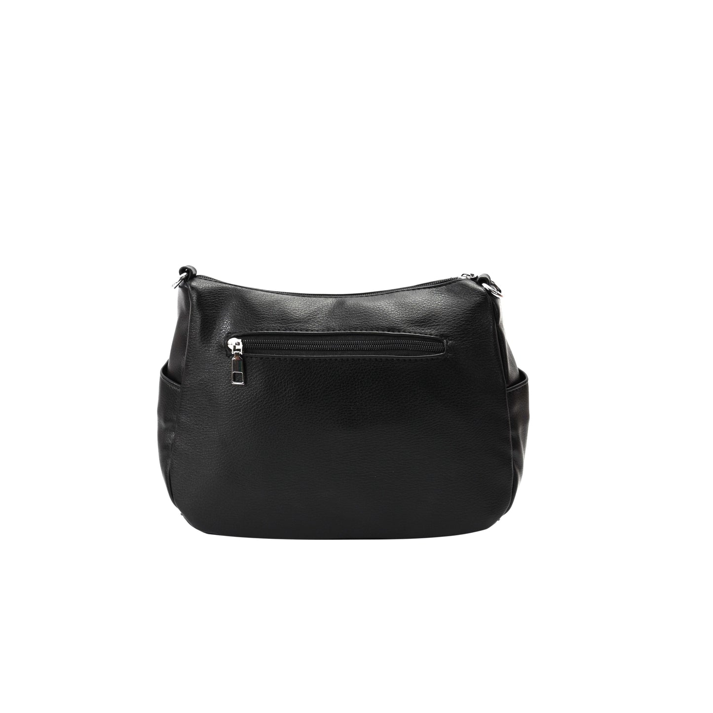 GESSY MULTI-LAYER FRONT ZIP CROSSBODY BAG IN BLACK