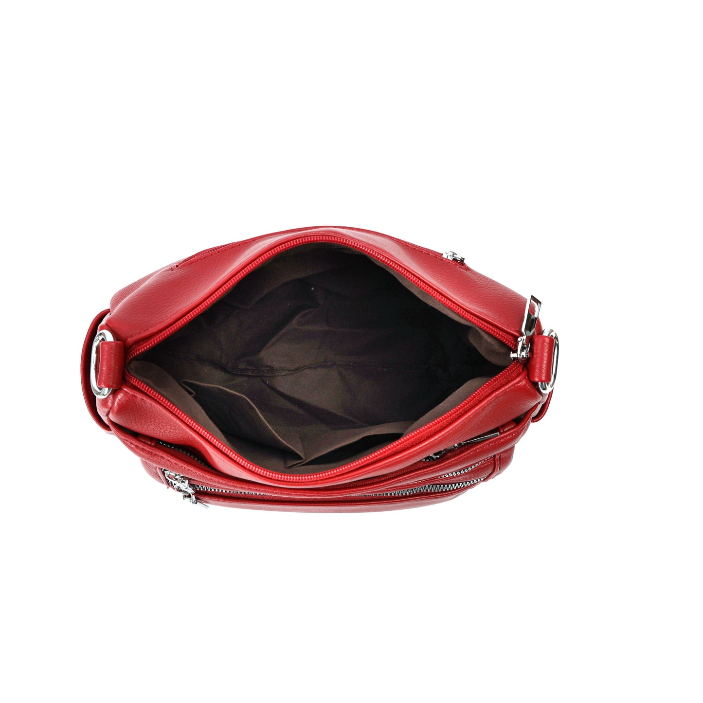 GESSY MULTI-LAYER FRONT ZIP CROSSBODY BAG IN RED