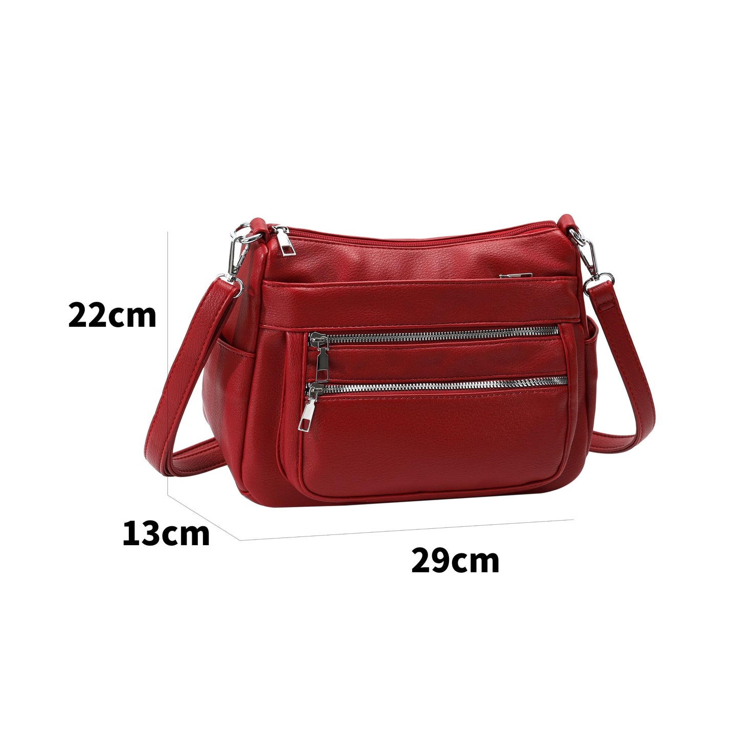 GESSY MULTI-LAYER FRONT ZIP CROSSBODY BAG IN RED