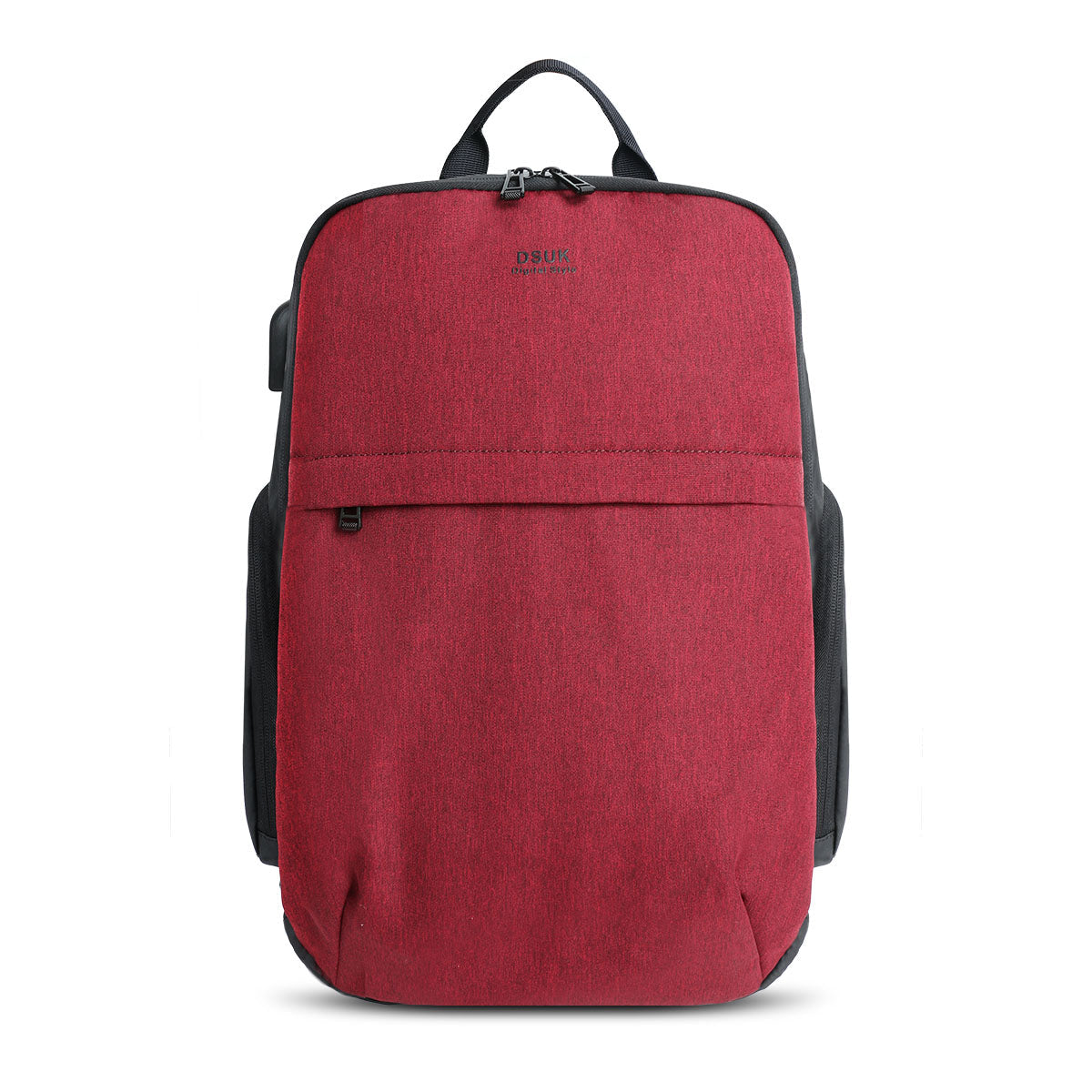 DSUK FRONT CONCEALED ZIP BACKPACK IN RED WITH USB CHARGING PORT