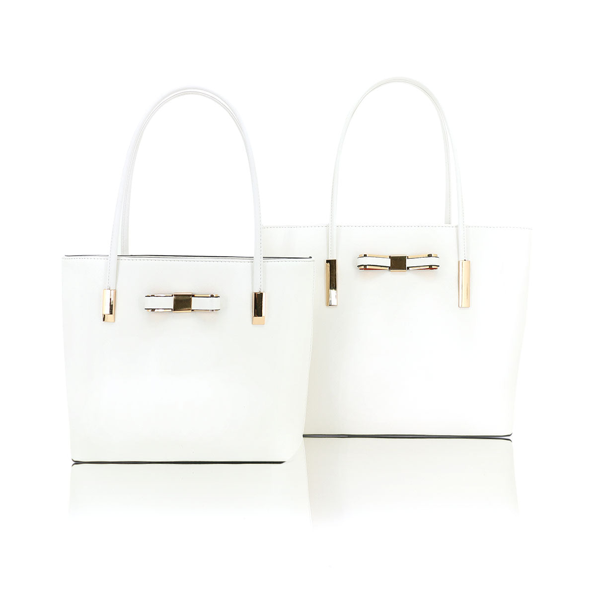 GESSY BOW DETAIL HANDBAG SET IN WHITE