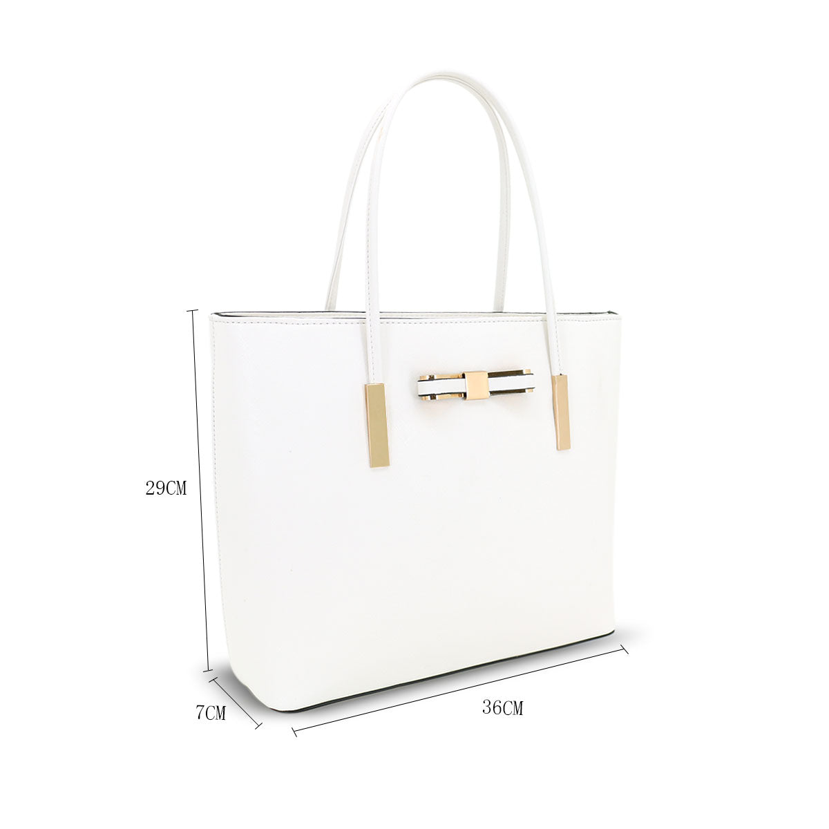 GESSY BOW DETAIL HANDBAG SET IN WHITE
