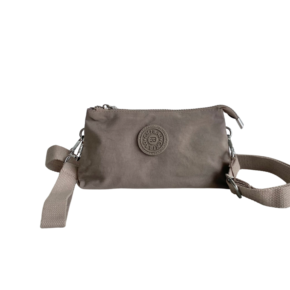 GESSY SMALL NYLON CLUTCH CROSSBODY BAG IN BROWN