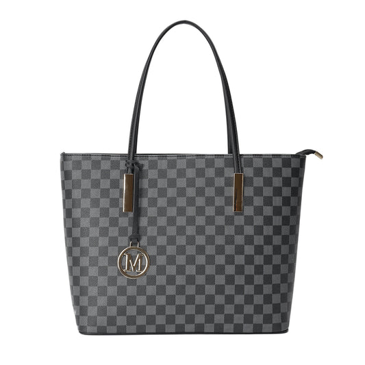 GESSY CHECKERED TOTE BAG IN BLACK