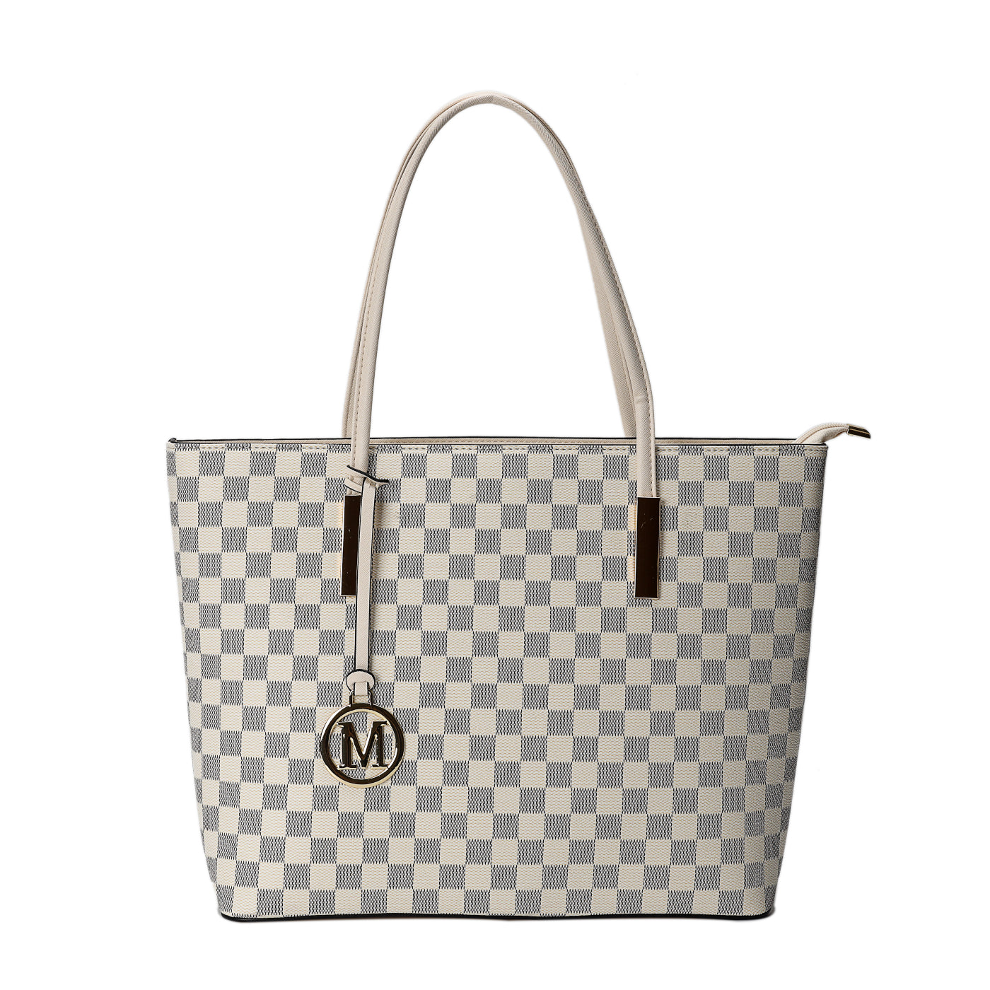GESSY CHECKERED TOTE BAG IN WHITE