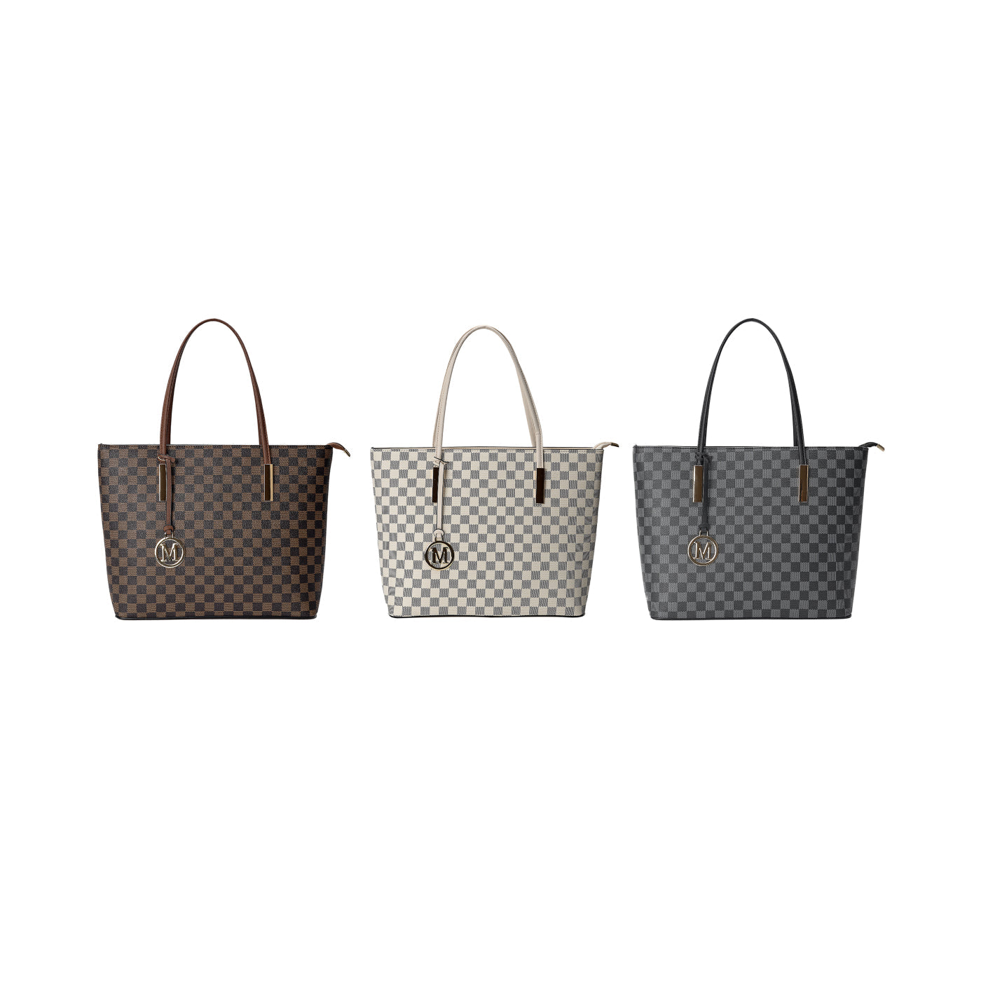GESSY CHECKERED TOTE BAG IN BLACK