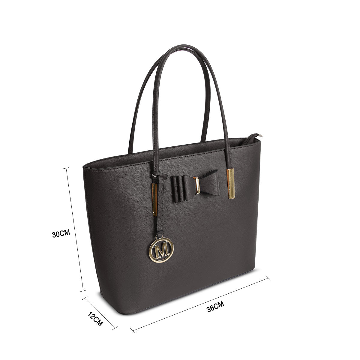 GESSY BOW DETAIL TOTE BAG IN DARK GREY