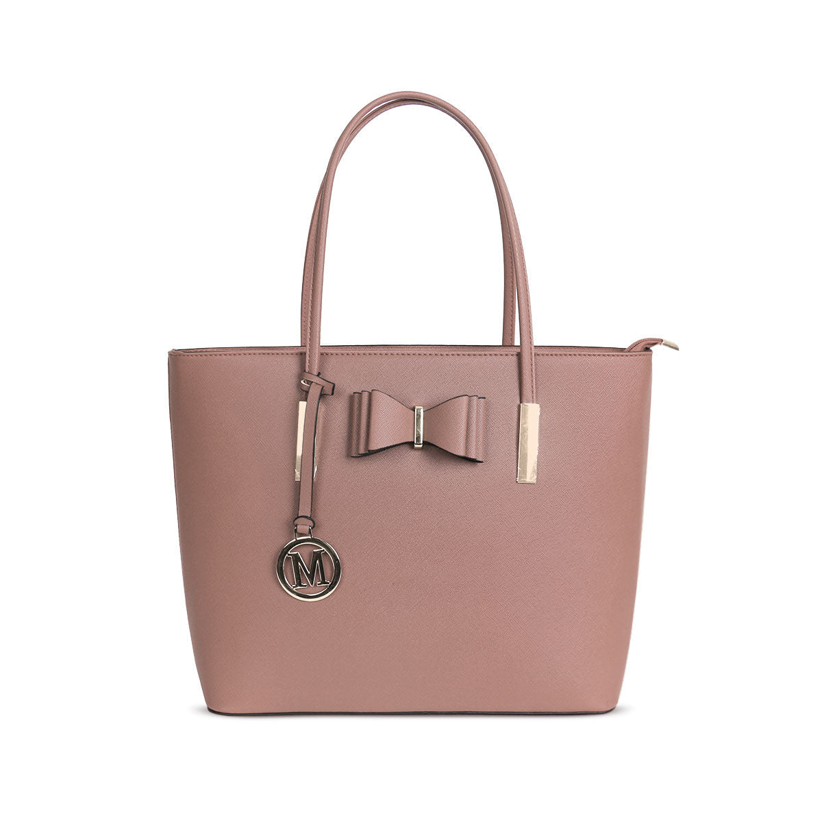 GESSY BOW DETAIL TOTE BAG IN DARK PINK