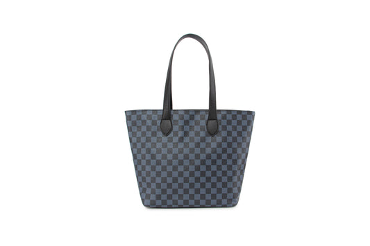 GESSY RETRO CHECKERED TOTE HANDBAG IN BLACK