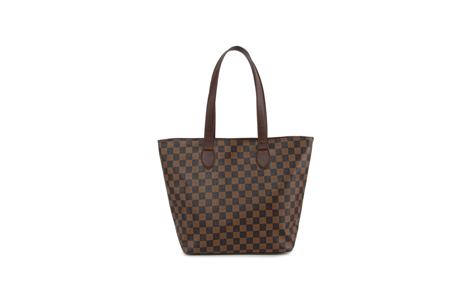 GESSY RETRO CHECKERED TOTE HANDBAG IN COFFEE