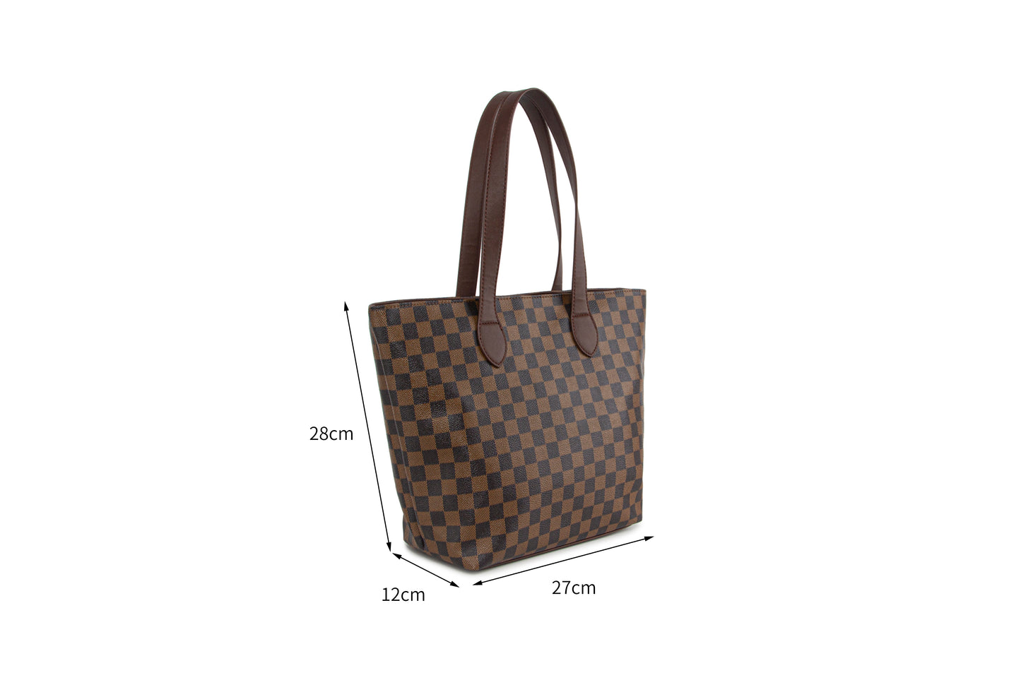 GESSY RETRO CHECKERED TOTE HANDBAG IN COFFEE