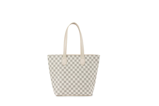 GESSY RETRO CHECKERED TOTE HANDBAG IN CREAM