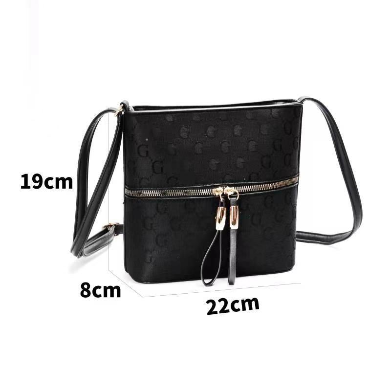 GESSY CHECKERED DOUBLE-SIDED ZIP CROSSBODY BAG IN BLACK