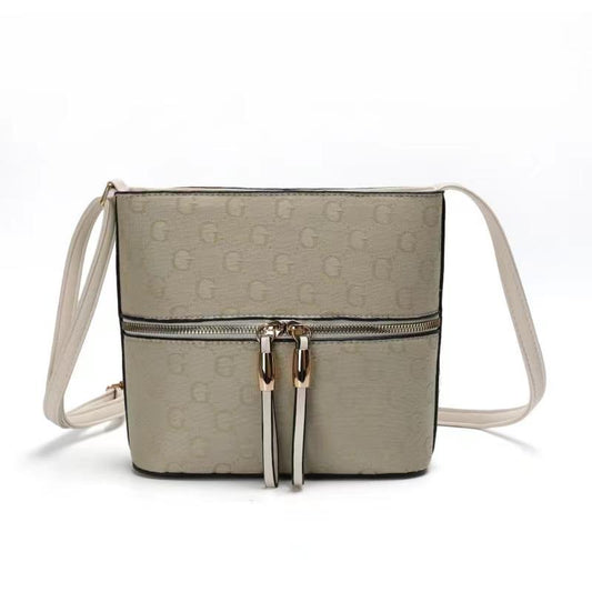 GESSY CHECKERED DOUBLE-SIDED ZIP CROSSBODY BAG IN CREAM