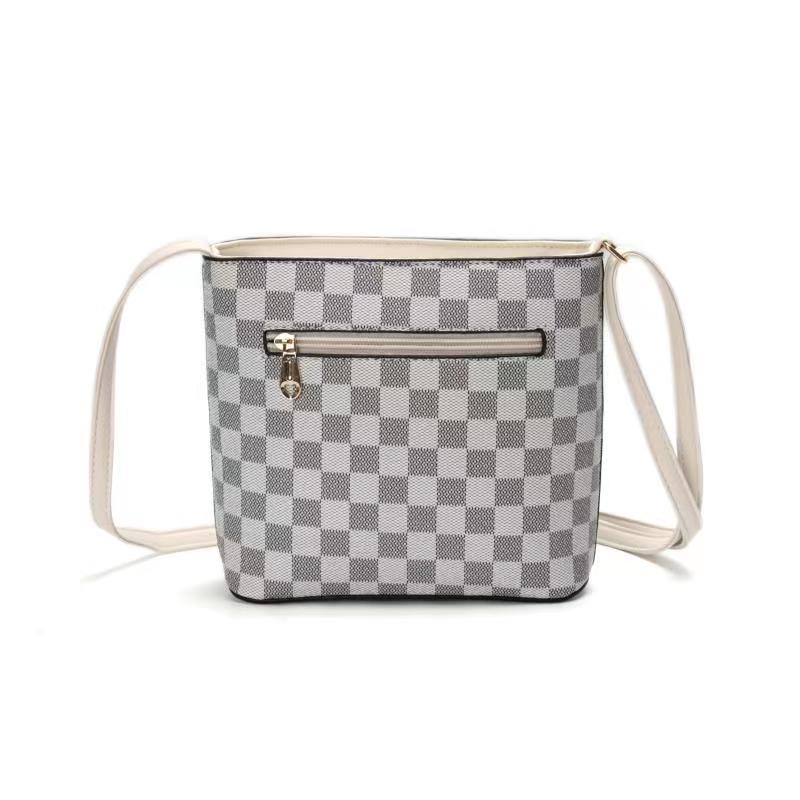 GESSY CHECKERED DOUBLE-SIDED ZIP CROSSBODY BAG IN WHITE