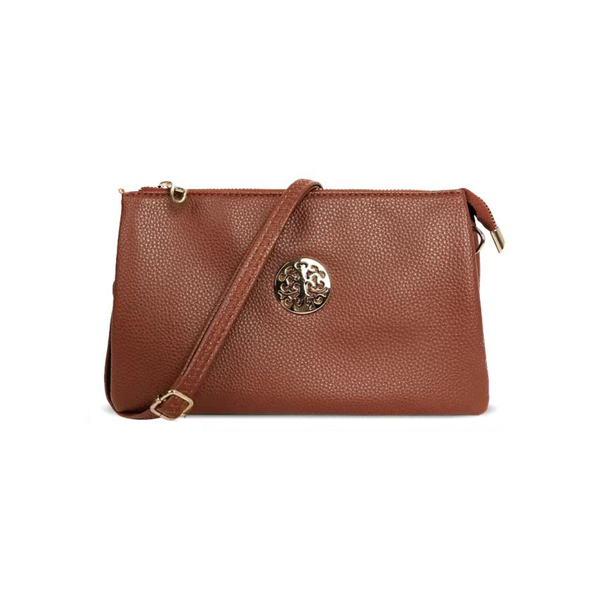 GESSY MEDIUM DOUBLE LAYERS CLUTCH BAG IN BROWN