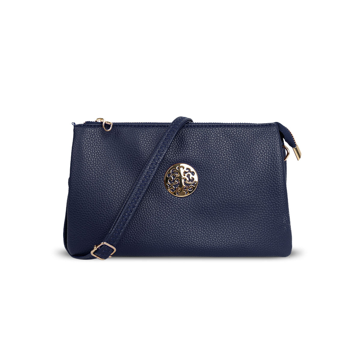 GESSY MEDIUM DOUBLE LAYERS CLUTCH BAG IN NAVY