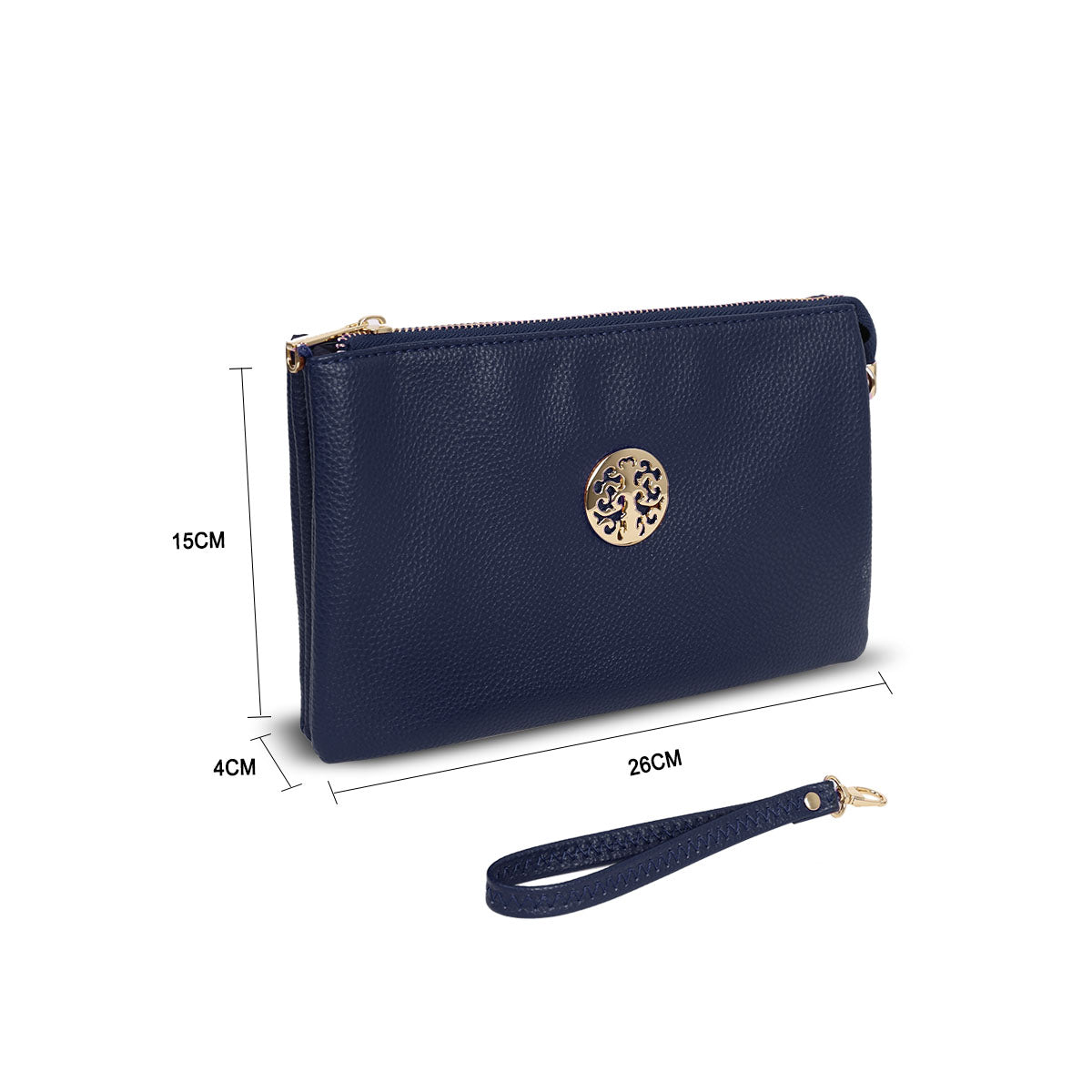 GESSY MEDIUM DOUBLE LAYERS CLUTCH BAG IN NAVY