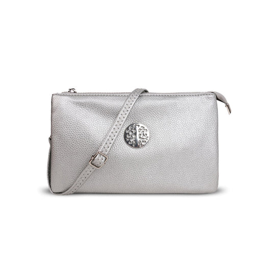 GESSY MEDIUM DOUBLE LAYERS CLUTCH BAG IN SLIVER