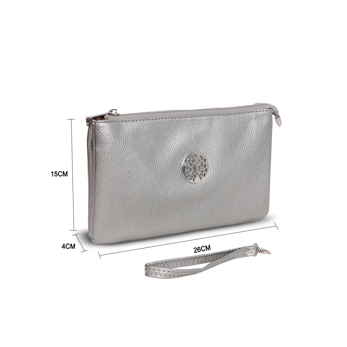 GESSY MEDIUM DOUBLE LAYERS CLUTCH BAG IN SLIVER