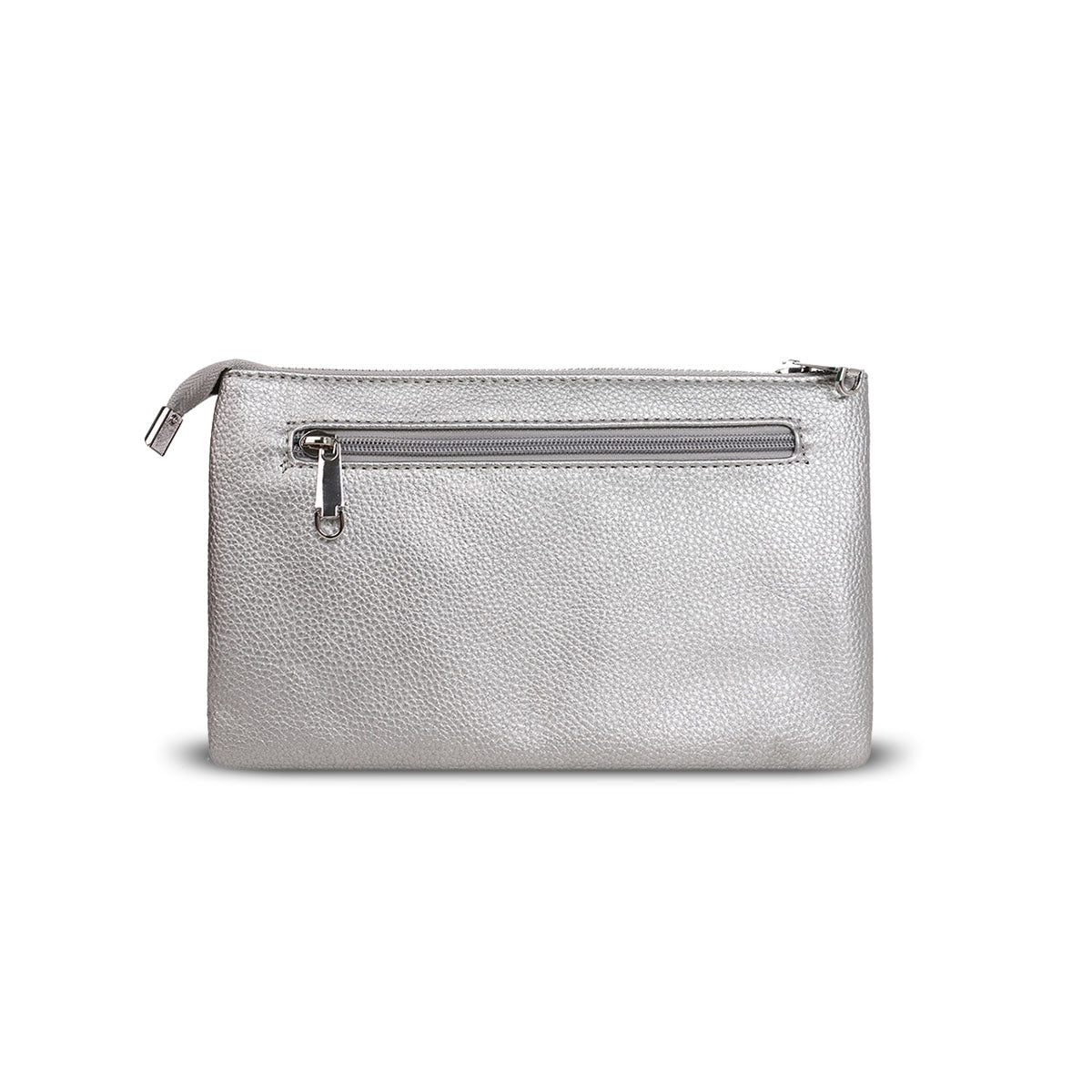 GESSY MEDIUM DOUBLE LAYERS CLUTCH BAG IN SLIVER
