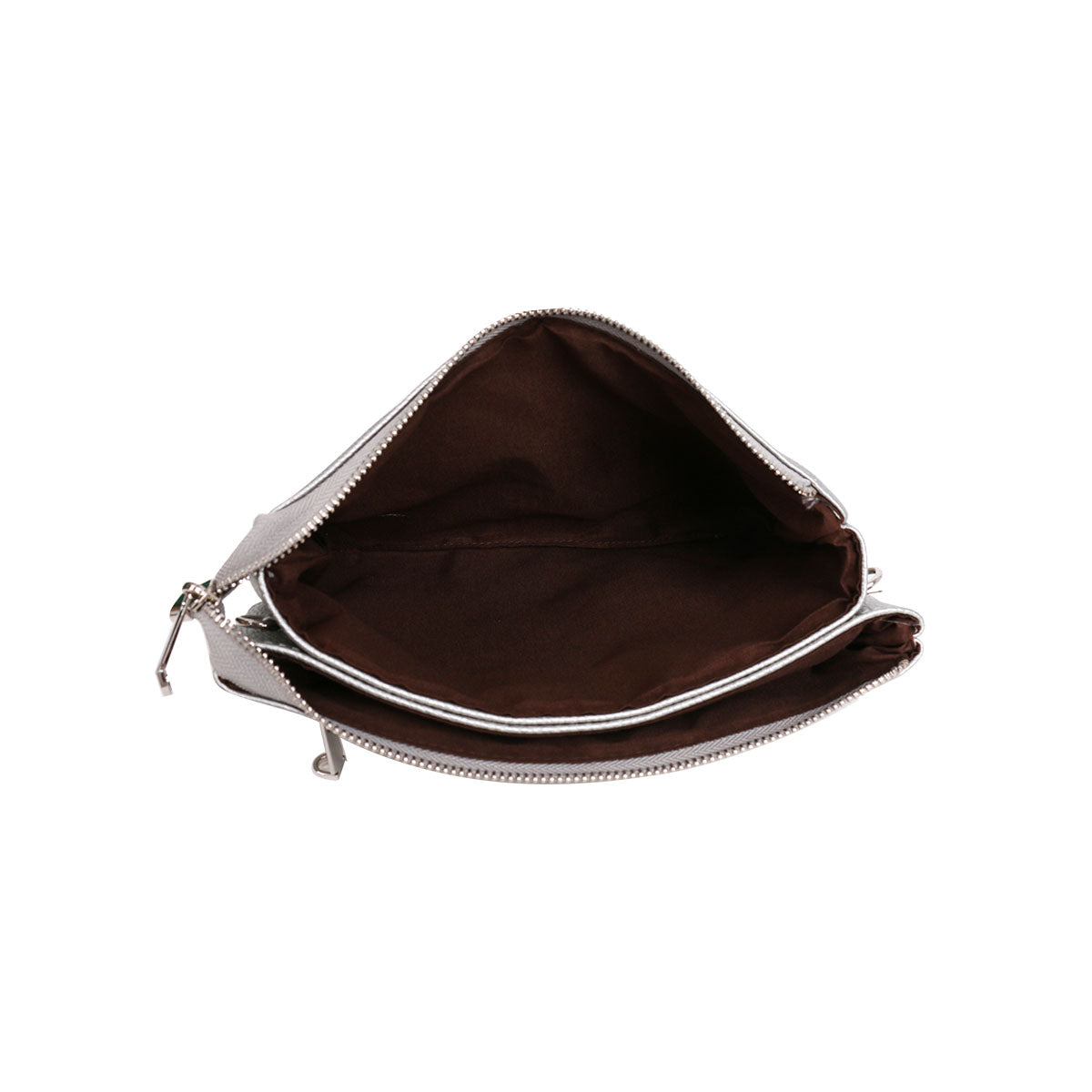 GESSY MEDIUM DOUBLE LAYERS CLUTCH BAG IN SLIVER