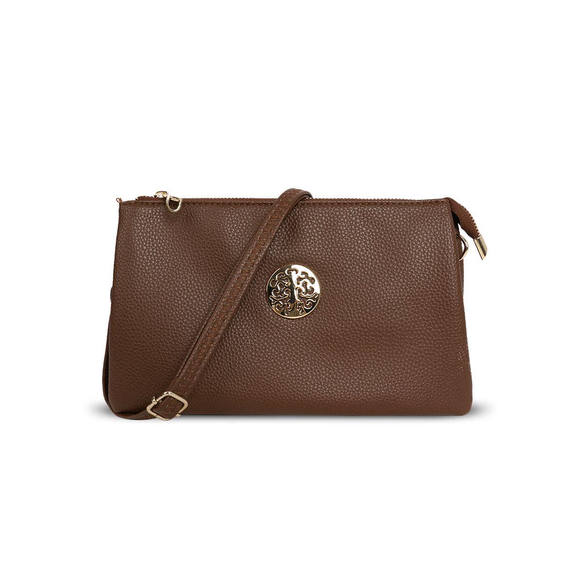 GESSY MEDIUM DOUBLE LAYERS CLUTCH BAG IN TAUPE