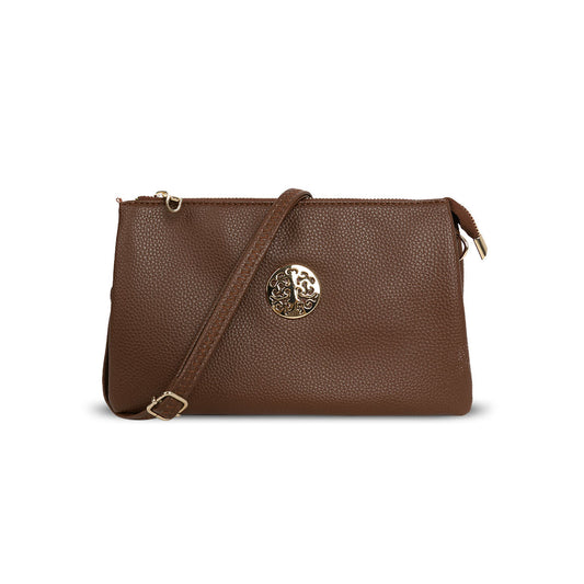 GESSY MEDIUM DOUBLE LAYERS CLUTCH BAG IN TAUPE