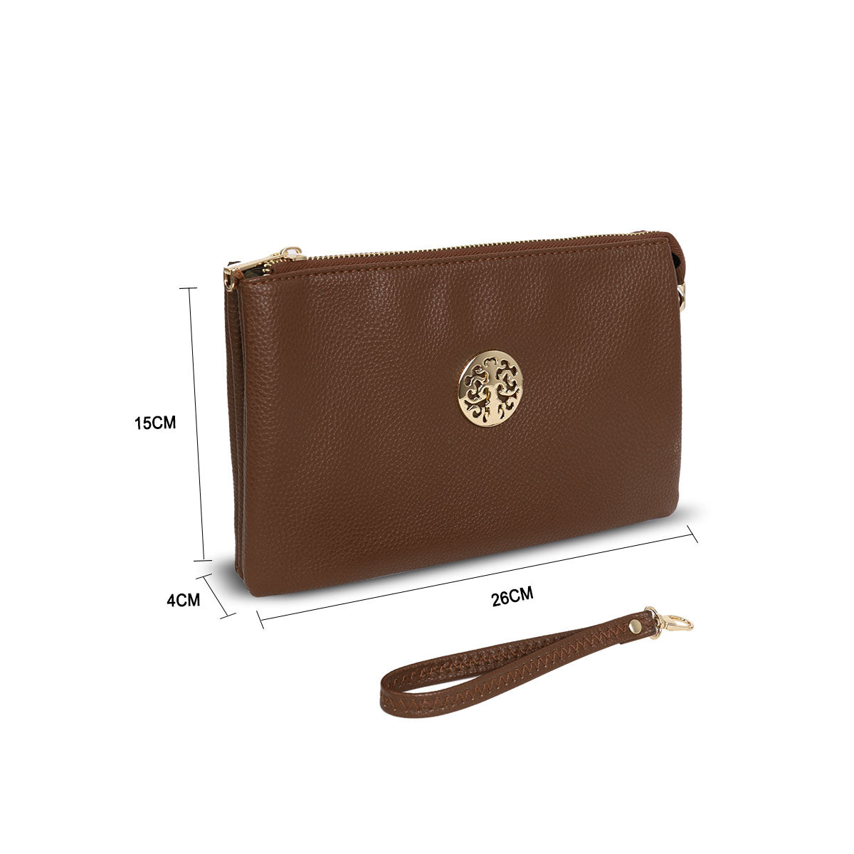 GESSY MEDIUM DOUBLE LAYERS CLUTCH BAG IN TAUPE