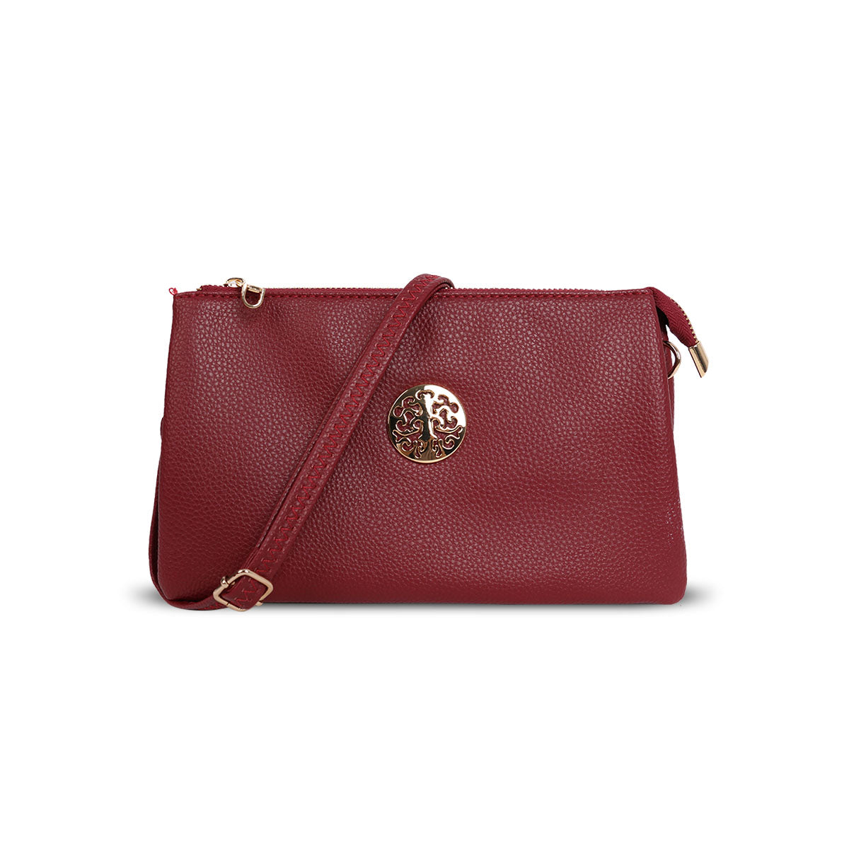 GESSY MEDIUM DOUBLE LAYERS CLUTCH BAG IN WINE RED