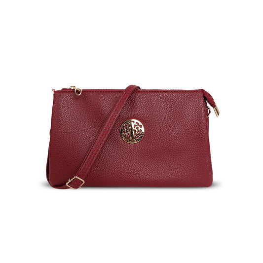 GESSY MEDIUM DOUBLE LAYERS CLUTCH BAG IN WINE RED