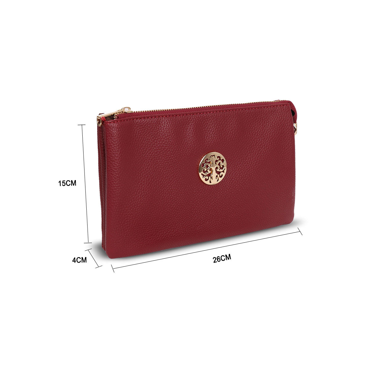 GESSY MEDIUM DOUBLE LAYERS CLUTCH BAG IN WINE RED