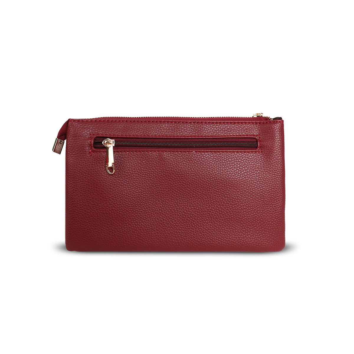 GESSY MEDIUM DOUBLE LAYERS CLUTCH BAG IN WINE RED