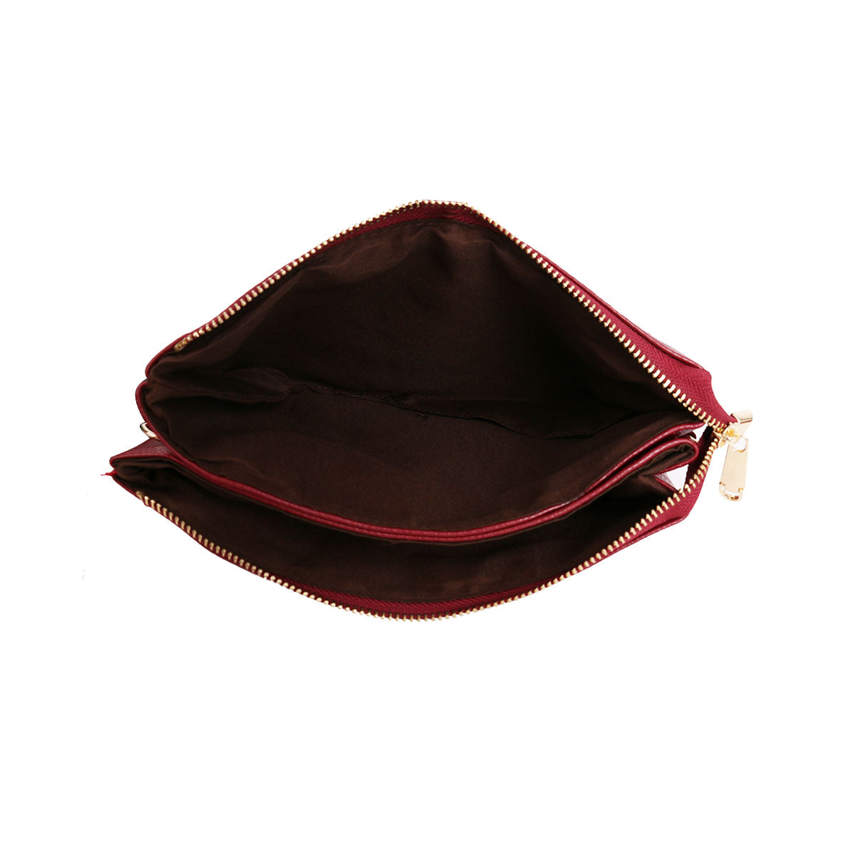 GESSY MEDIUM DOUBLE LAYERS CLUTCH BAG IN WINE RED