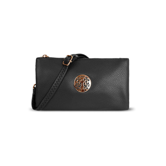 GESSY SMALL DOUBLE LAYERS CLUTCH BAG IN BLACK
