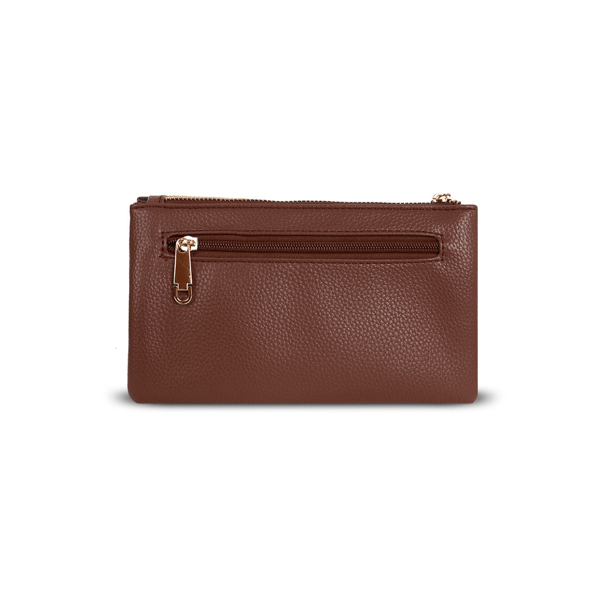 GESSY SMALL DOUBLE LAYERS CLUTCH BAG IN DARK BROWN