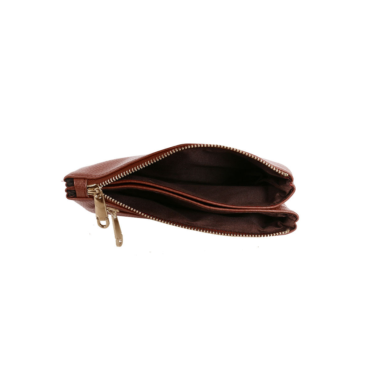 GESSY SMALL DOUBLE LAYERS CLUTCH BAG IN DARK BROWN