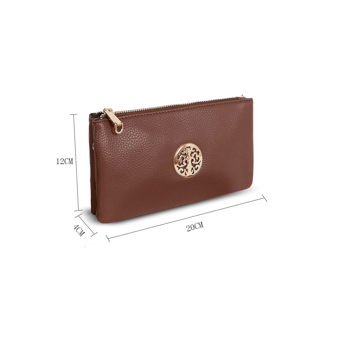 GESSY SMALL DOUBLE LAYERS CLUTCH BAG IN DARK BROWN
