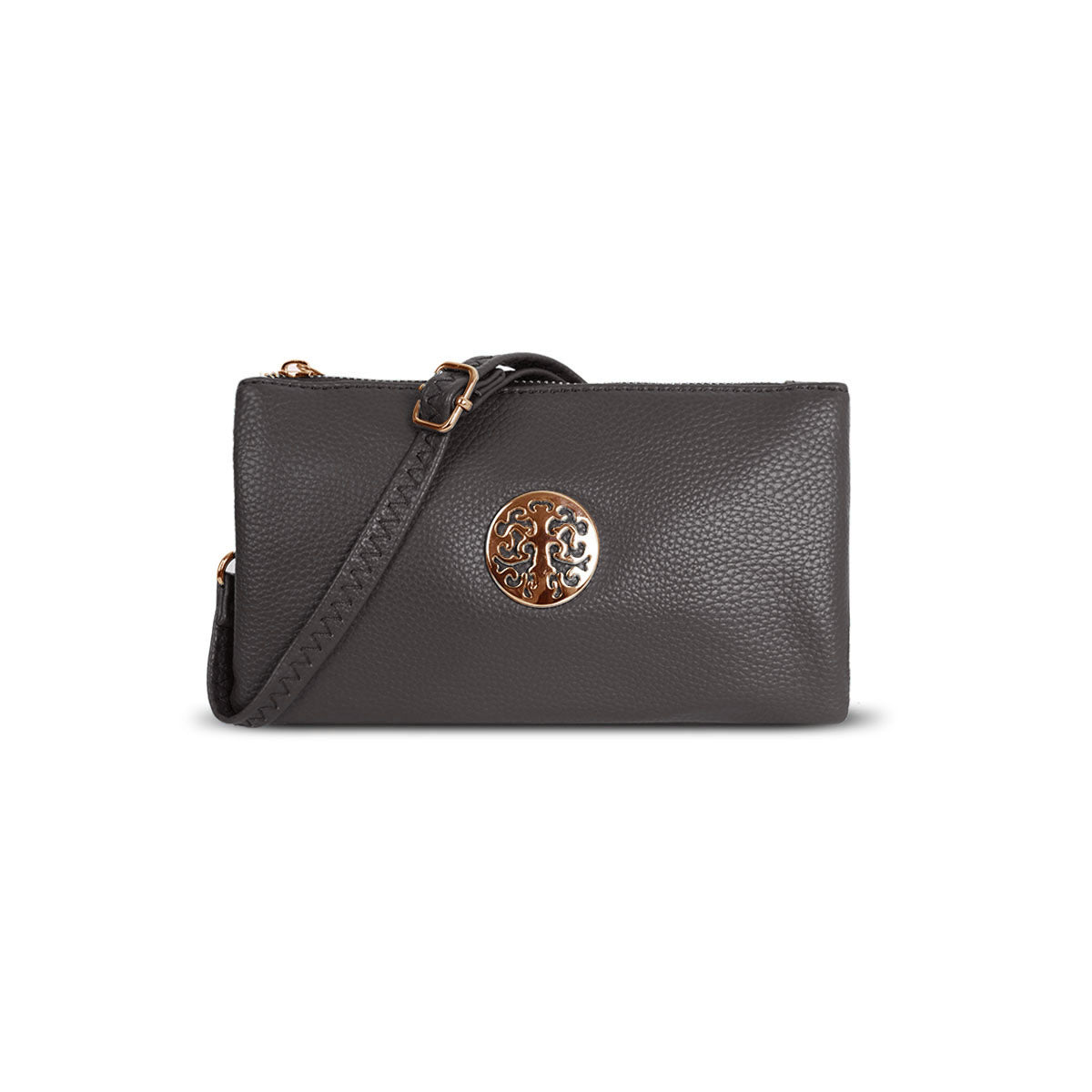 GESSY SMALL DOUBLE LAYERS CLUTCH BAG IN GREY