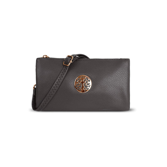 GESSY SMALL DOUBLE LAYERS CLUTCH BAG IN GREY