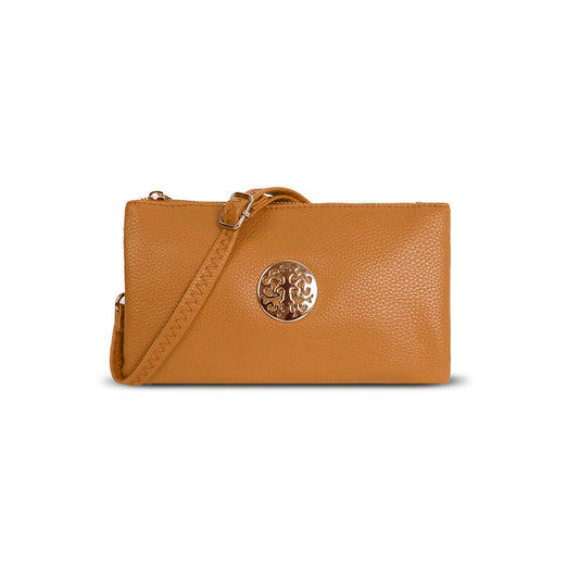 GESSY SMALL DOUBLE LAYERS CLUTCH BAG IN MUSTARD