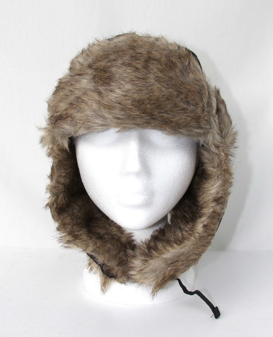 GESSY FAUX FUR WARM WINTER HUNTING HAT IN BLACK