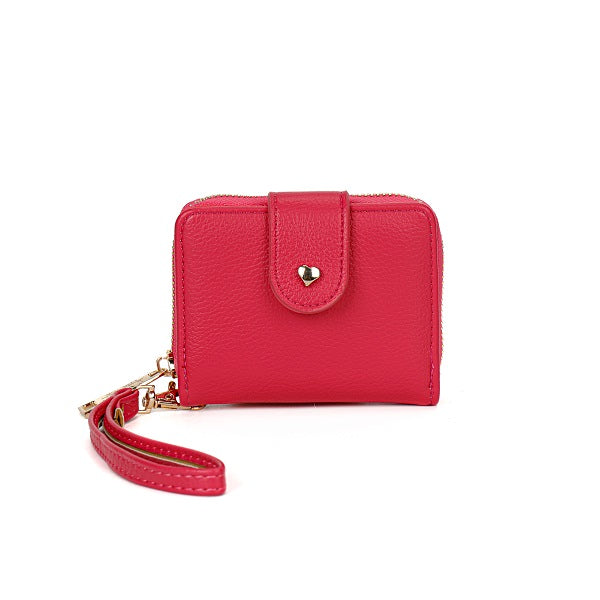 GESSY SOLID COLOR SMALL FOLD PURSE