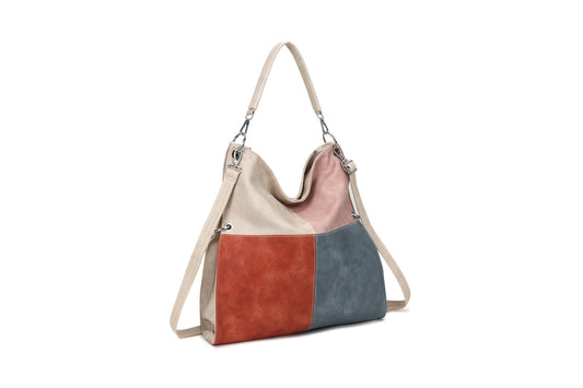 GESSY COLORBLOCK SINGLE STRAP HANDBAG IN BEIGE