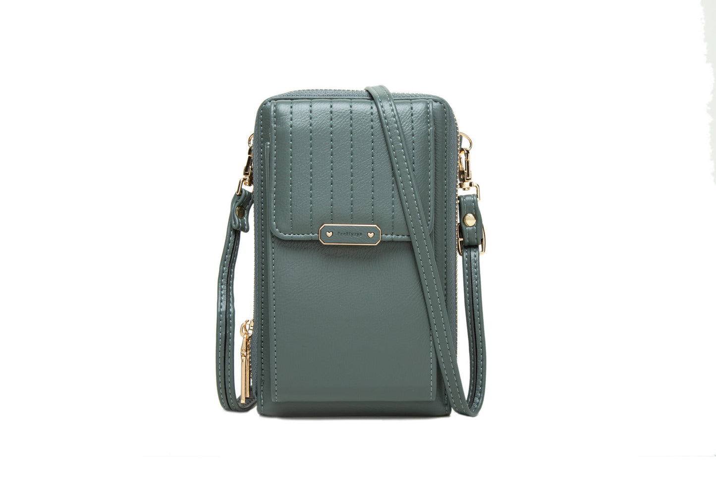GESSY STRIP PATTERNED CROSS BODY PHONE BAG IN GREEN