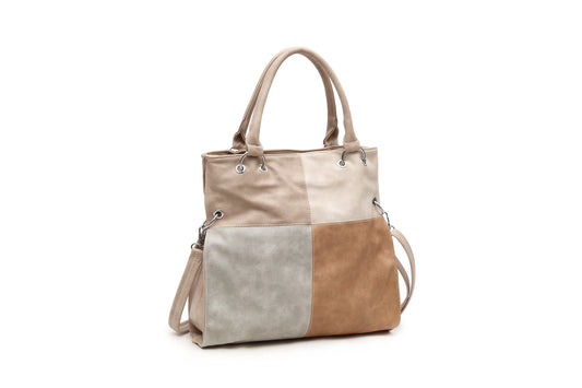 GESSY COLORBLOCK DOUBLE STRAP HANDBAG IN APRICOT